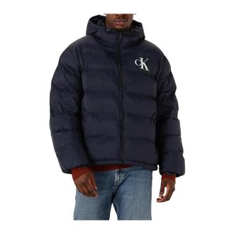 Calvin Klein Jassen, Heren, Blauw, XL, Nylon, Nylon Monogram Puffer Jas