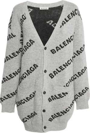 Balenciaga Cardigan con logo - Grigio