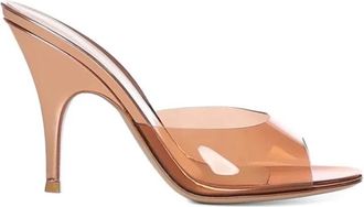 Gianvito Rossi Glas en metalen sandalen met middelhoge hak - Dames - Muiltjes - Roze - 37 1/2 EU - Schoenen