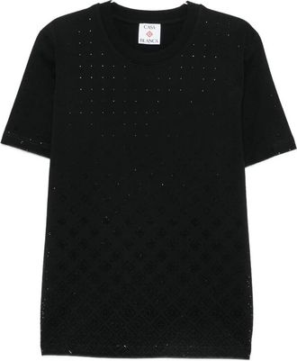 Casablanca Crystal-embellished Monogram-pattern T-shirt