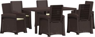 vidaXL Conjunto De Comedor De Jard&iacute;n 7 Uds. Marr&oacute;n Y Crema Pp Vidaxl