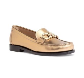 Ferragamo Ferragamo Metallic Leather Rolo Loafers Size 40