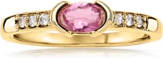 Ross-Simons Pink Tourmaline Ring With. White Zircons in 18kt Gold Over Sterling