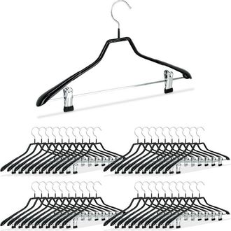 Relaxdays Pack De 40 Perchas Ropa Antideslizantes Con Pinzas, Metal Y Pvc, Negro, 42 Cm
