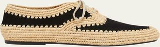 Gabriela Hearst x Clergerie Miguel Suede & Raffia Oxford Shoes