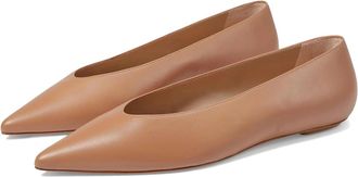 Stuart Weitzman Lina Ballet Flats Womens Tan Pointed Toe Slip On HTAT1040