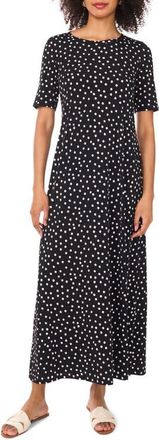 Vince Camuto Print Stretch Jersey Maxi Dress in Rich Black at Nordstrom, Size X-Small