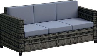 OUTSUNNY Rattan Wicker 3-seater Sofa Chair Patio Furniture w/ Cushion Grey