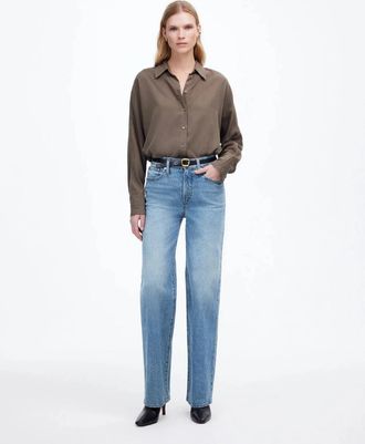 Madewell Womens Madewell Perfect Vintage Jeans Blue Denim Medium Wash Wide Leg KFC425
