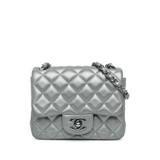 Chanel Pre-owned Womens Classic Flap Mini Rectangular - Silver Leather - One Size