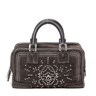 Loewe Pre-owned Womens Rhinestone Amazona 28 Handbag - Brown - One Size