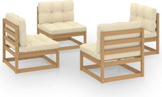 vidaXL Muebles De Jard&iacute;n 4 Piezas Con Cojines De Madera De Pino Maciza Vidaxl