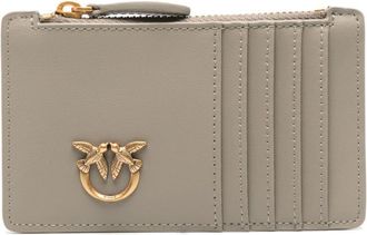 Pinko Airone Love Birds cardholder - women - Calf Leather - One Size - Grey