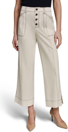 Karl Lagerfeld Straight Leg Crop Pants in Bisque Multi at Nordstrom, Size 14