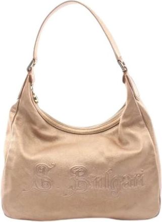 Bulgari Pre-owned Vintage Leren Schoudertas - Dames - Vintage Schoudertas - Beige - ONE Size - Leer - Vintage