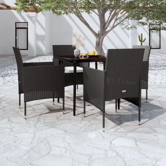 vidaXL Juego De Comedor De Jard&iacute;n 5 Piezas Con Cojines Negro Vidaxl