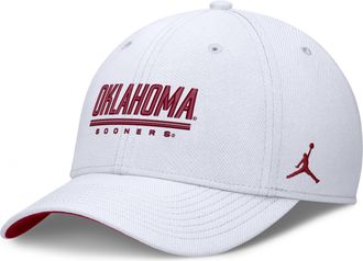 Nike Jordan Mens Oklahoma Sideline Rise Jordan Brand Dri-FIT College Hat in White | JC3A08DVOKN-559