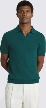 Moss Emerald Linen-blend Skipper Polo Shirt