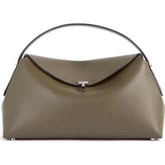 Toteme T-Lock Grained Leather Top Handle Bag in Dark Taupe at Nordstrom