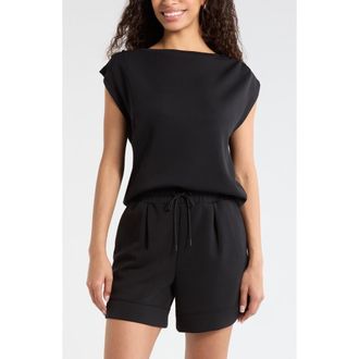 Zella Soft Luxe Knit Gathered Shoulder Top in Black at Nordstrom, Size Xx-Large
