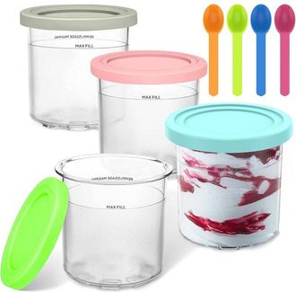 OEM Juego De 4 Recipientes Para Helado Ninja Creami Con 4 Bolas De Helado Compatibles Con Las M&aacute;quinas De Helado Ninja Nc301, Nc300eu Y Nc299amz. Sin Bpa 