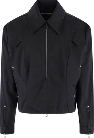 Kiko Kostadinov Black Structured Shoulder Cropped Jacket