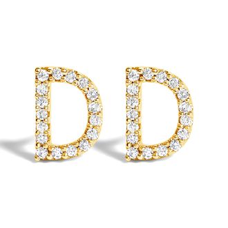 House of Brilliance 10K Gold 1/10 Cttw Diamond Initial A to Z Stud Earring