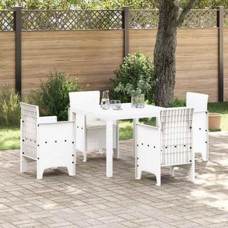 vidaXL Set Da Pranzo Per Giardino 5 Pcs Bianco Rattan Polt - Vidaxl