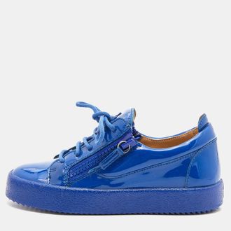 Giuseppe Zanotti Blue Patent Leather Donna Low Top Sneakers