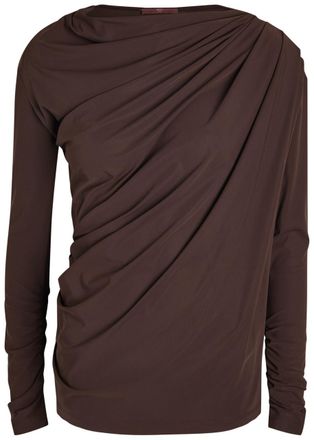 High High Aslant Draped Stretch-jersey top - Charcoal - M (UK12 / M)