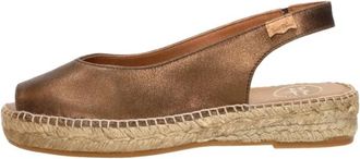Toni Pons Erica Peep Toe Espadrille - Dames - Espadrilles - Bruin - 37 EU - Leer - Schoenen