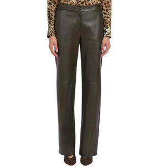Antonelli Leather Trousers, female, Brown, S, Pantalone Perlage