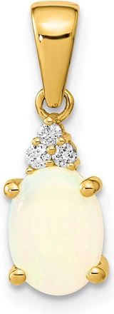 Diamond2Deal 14k Yellow Gold Austrian Opal and Diamond Pendant