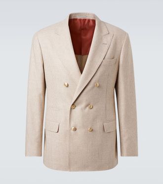 Brunello Cucinelli Houndstooth cashmere and silk suit jacket
