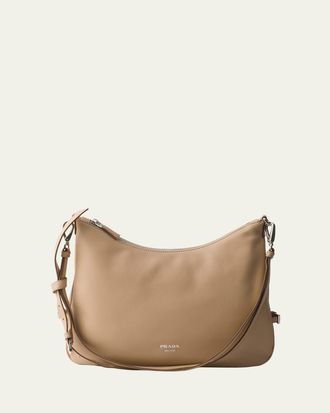 Prada Fold Large Leather Shoulder Bag