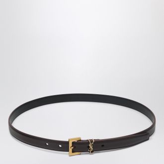 Saint Laurent Cintura Cassandre bordeaux scura in pelle