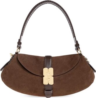 Ganni Eco-leren Schoudertas - Dames - Schoudertassen - Bruin - ONE Size - Leer - Tassen