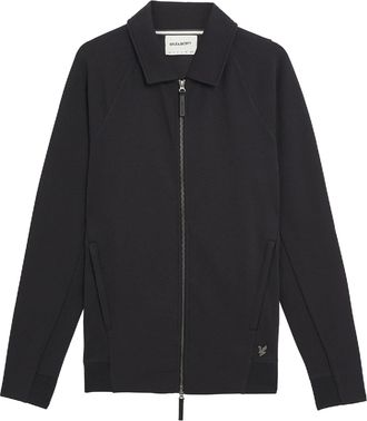 Lyle & Scott Heren Diagonaal Interlock colbert met volledige rits (Zwart)