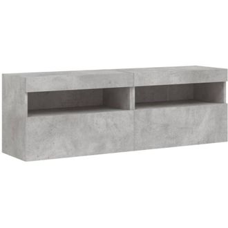 vidaXL Vidaxl - Muebles Tv De Pared Luces Led 2 Uds Gris Hormig&oacute;n 60x30x40 Cm