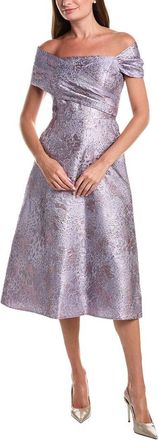 Teri Jon by Rickie Freeman Metallic Jacquard Off-Shoulder Fit N Flare Dress