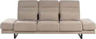 Beliani Sof&aacute; Moderno 3 Plazas Tapizado De Poli&eacute;ster Patas De Acero Reposabrazos Y Respaldo Ajustable Gris Pardo Ikast