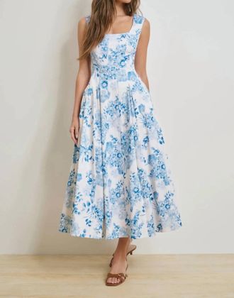 Favorite Daughter The Muse Midi Dress In Blue And White