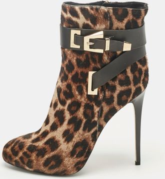 Le Silla Brown/black Calf Hair And Leather Ankle Booties