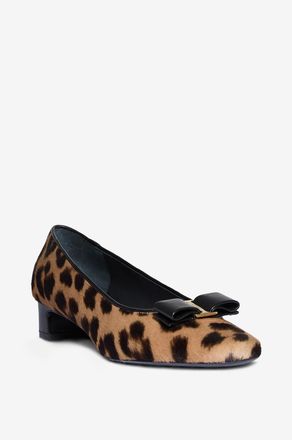 Ferragamo Pumps aus Kalbs-Haar-Leder mit Leopardenprint Rirri 30