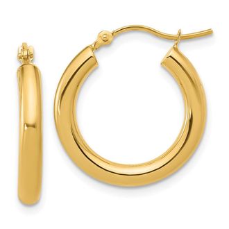 Diamond2Deal 14K Yellow Gold Polished 3mm Hoop Earrings
