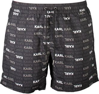Karl Lagerfeld Mens Logo Print Swim Trunks - Black - Size Small