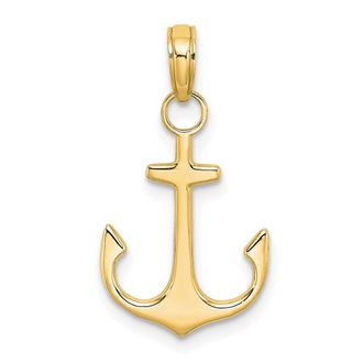 Diamond2Deal 14K Gold 2-D Polished Anchor Charm Pendant
