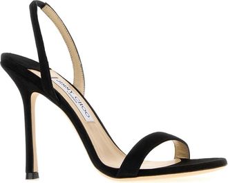 Jimmy Choo London Womens Jenn Sandal Black Suede Heels