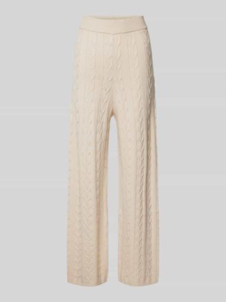 Christian Berg Strickhose mit Zopfmuster in Stein, Größe L