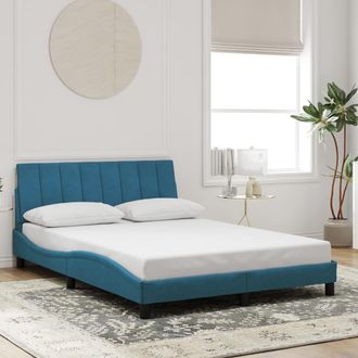 vidaXL Vidaxl - Estructura De Cama Con Cabecero Terciopelo Azul 140x190 Cm